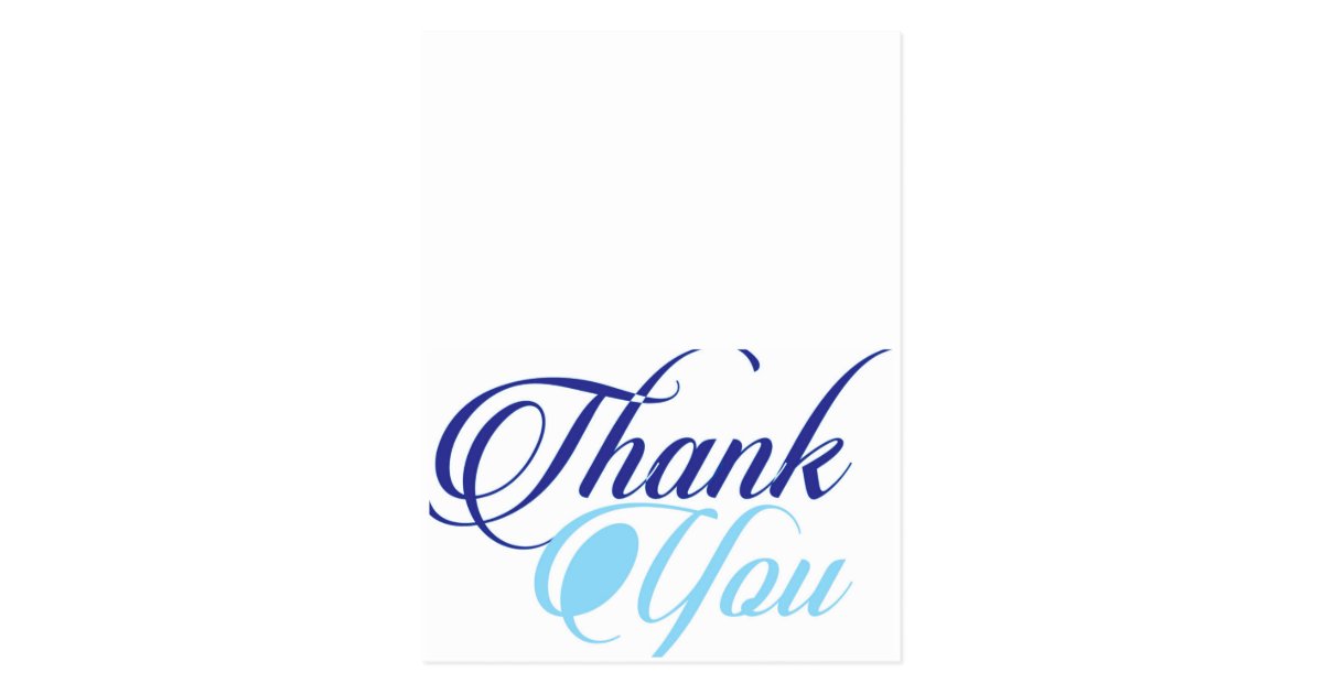 Blue thank you script typography postcard | Zazzle.com