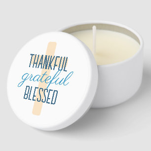 Blue Thankful Grateful Blessed Mini Candle Favors
