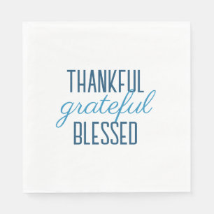 Blue Thankful Grateful Blessed Napkins