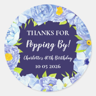 Blue Thanks for Popping By Birthday Tag