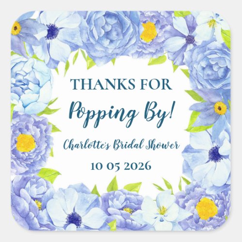 Blue Thanks for Popping By Bridal Shower Tag