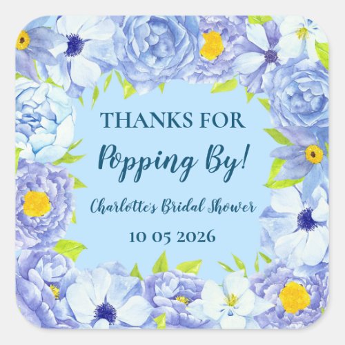 Blue Thanks for Popping By Bridal Shower Tag