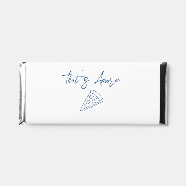Blue That's Amore Pizza Rehearsal Dinner Hershey Bar Favors (Front)