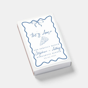 Blue That's Amore Pizza Rehearsal Dinner Matchboxes
