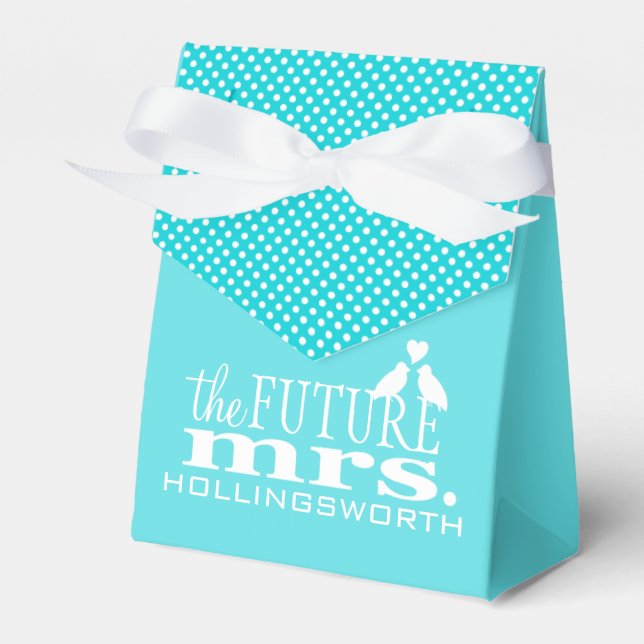 Blue The Future Mrs Bridal Shower Favor Boxes (Front Side)