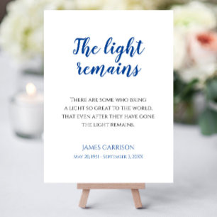 Blue The Light Remains Memorial Service Funeral Foam Board