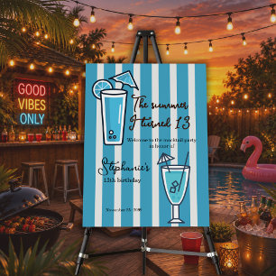 Blue The Summer I Turned 13 Mocktail Birthday Foam Board