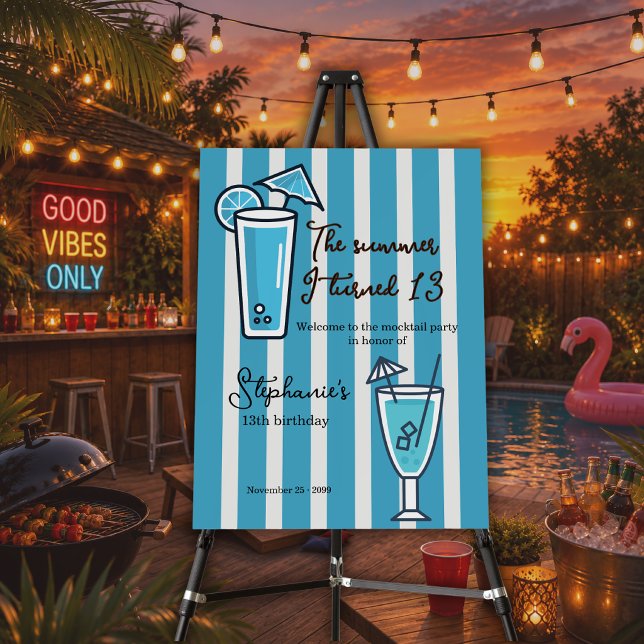 Blue The Summer I Turned 13 Mocktail Birthday Foam Board (Creator Uploaded)