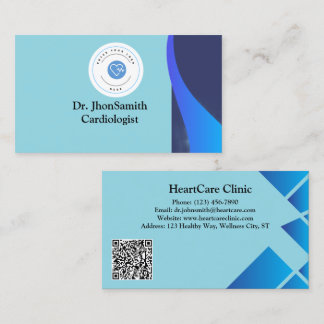 Blue theme Customized Logo QR Doctor Business Card