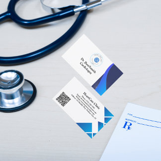 Blue theme Customized Logo QR Doctor Business Card