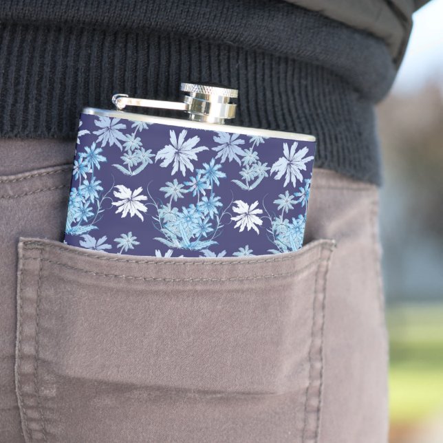 Blue theme flora patterns flask (In Situ)