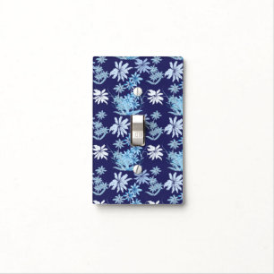 Blue theme flora patterns light switch cover