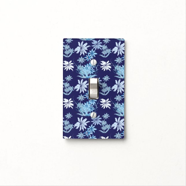 Blue theme flora patterns light switch cover (In Situ)