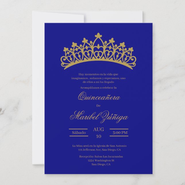 Blue theme Quinceanera Invitation (Front)