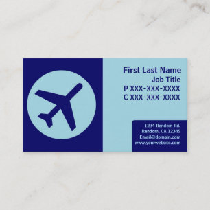 Blue theme retro airplane business cards