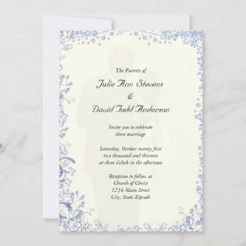 Blue Theme With Bride Wedding Invitation by Lasting__Impressions at Zazzle