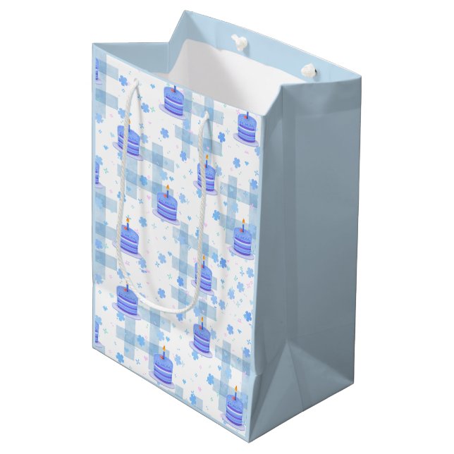 Blue-Themed Birthday Medium Gift Bag (Front Angled)