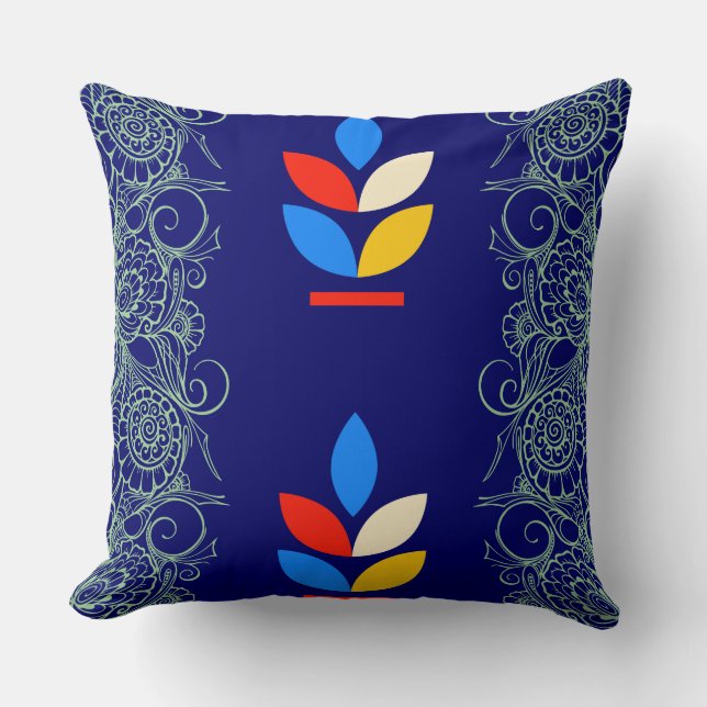Blue-Themed Cozy Throw Pillow (Front)