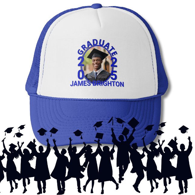Blue Themed Photo Graduate Trucker Hat (Creator Uploaded)