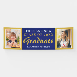 Blue Then and Now Class of 2026 Graduation Photo  Banner