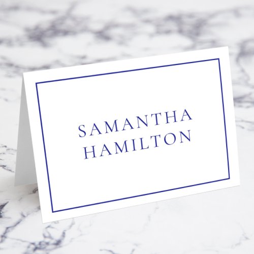 Blue Thin Line Border Individual Name Place Cards