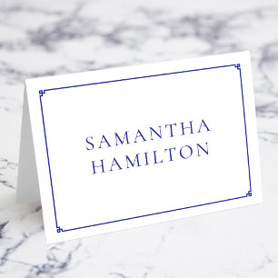 Blue Thin Line Greek Key Border Name Place Cards