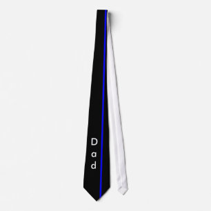 Blue Thin Vertical Line on Black Dad Neck Tie