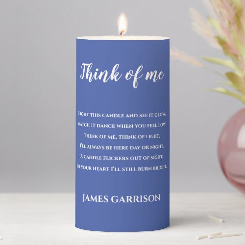 Blue Think Of Me Light This Candle Memorial Poem