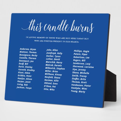 Blue This Candle Burns Class Reunion In Memory Plaque