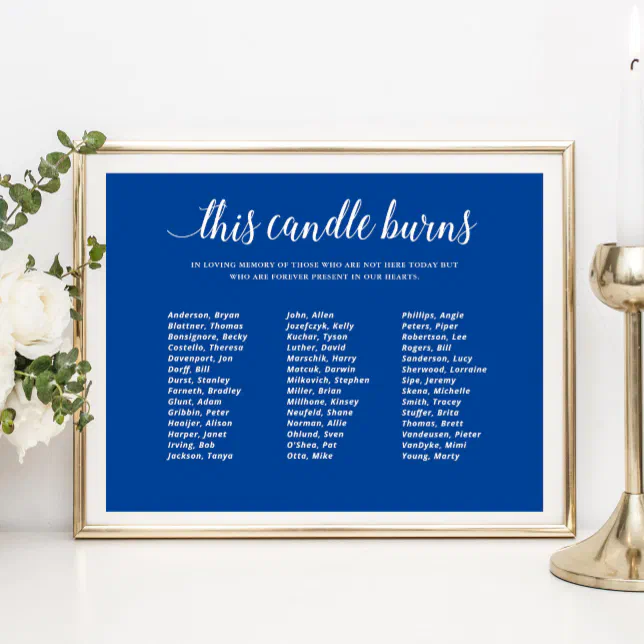 Blue This Candle Burns Class Reunion Memorial Poster | Zazzle