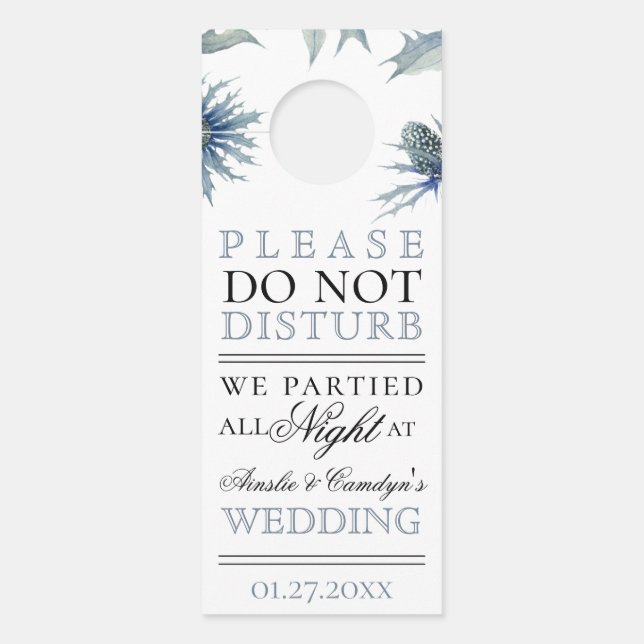 Blue Thistle Botanical Door Hanger (Front)