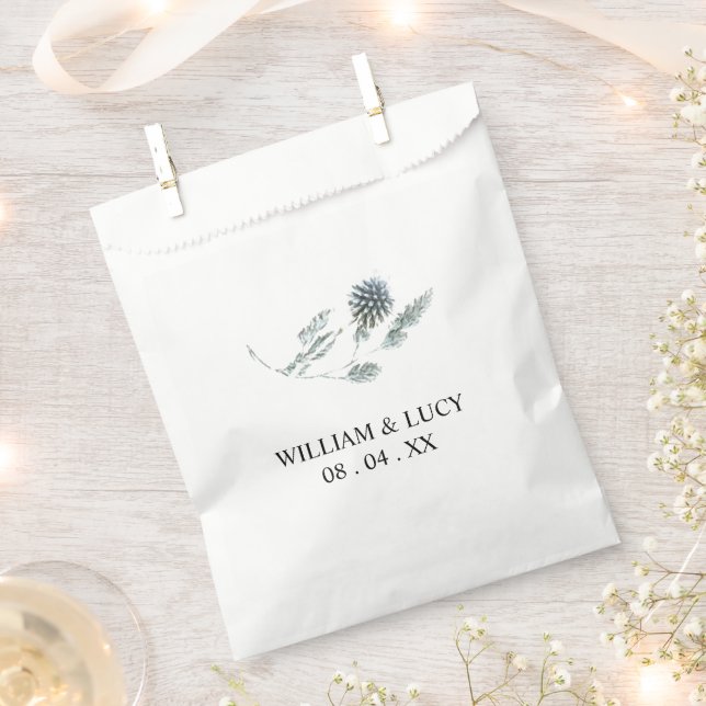 Blue thistle botanical floral wedding  favor bag (Clipped)