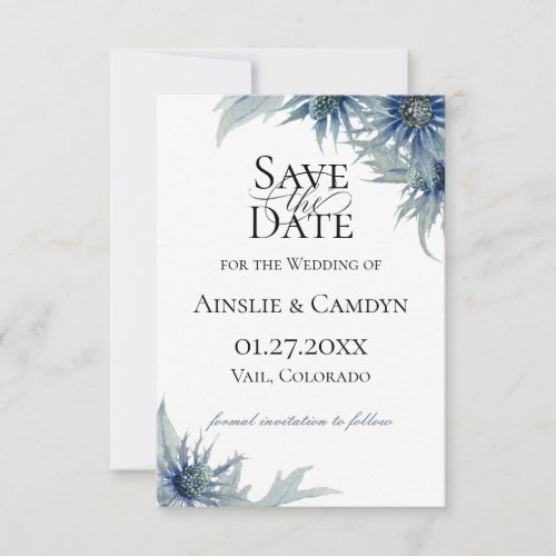 Blue Thistle Botanical Save The Date Announcement