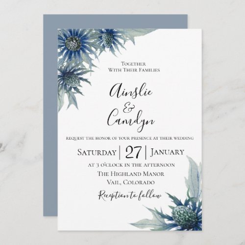 Blue Thistle  Botanical Wedding Invitation