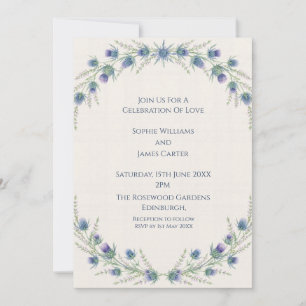 Blue Thistle Botanical Wedding Invitation