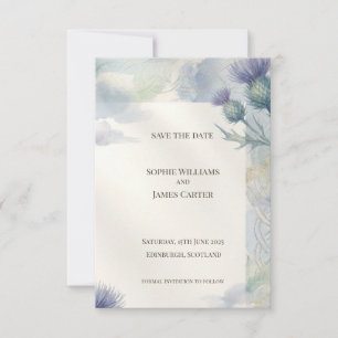 Blue Thistle Celtic Knot Save the Date Scottish