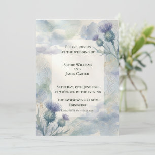Blue Thistle Celtic Knot Scottish Wedding Herita Invitation
