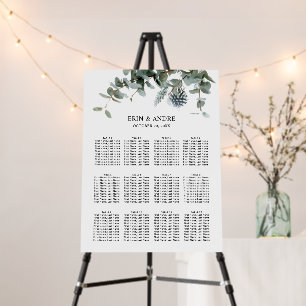 Blue Thistle Eucalyptus Wedding Seating Chart Foam Board