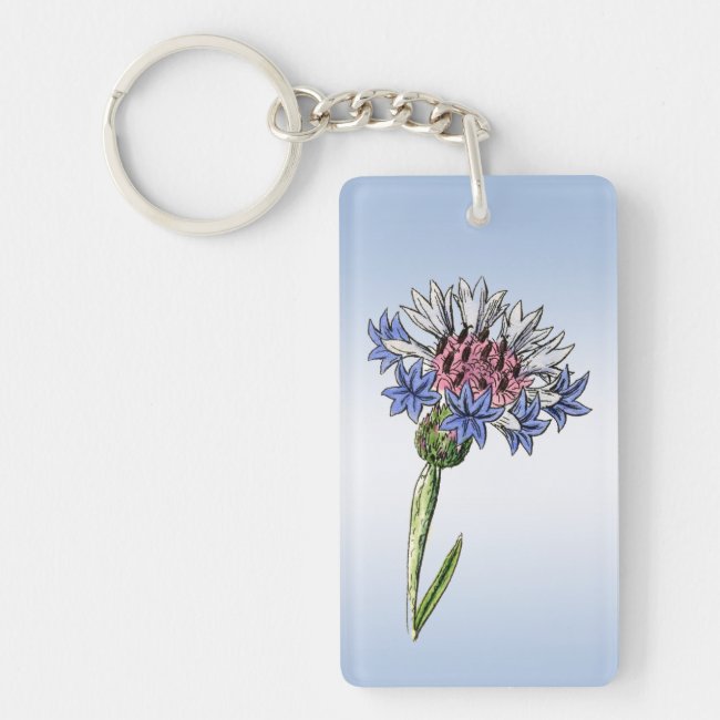 Blue Thistle Flower Acrylic Keychain