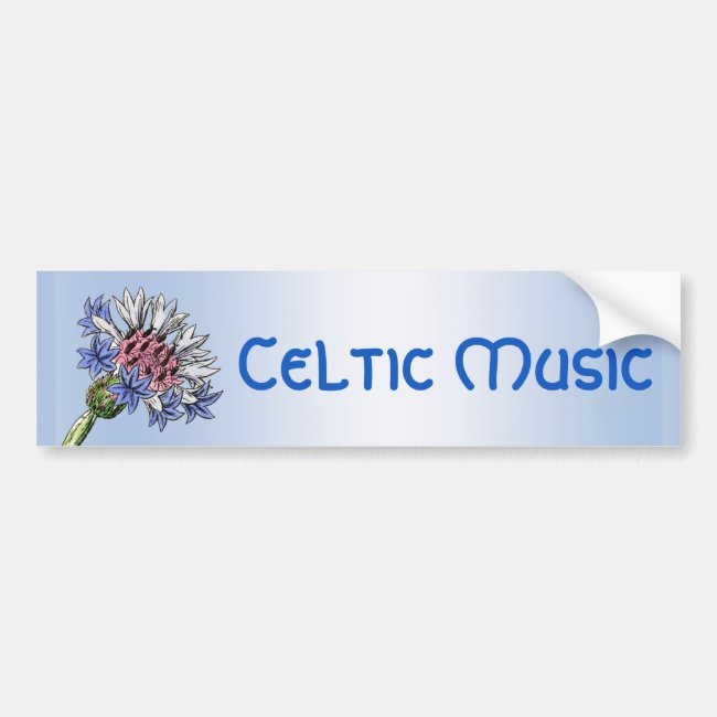 Blue Thistle Flower Celtic Music Bumper Sticker
