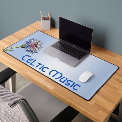 Blue Thistle Flower Celtic Music Desk Mat