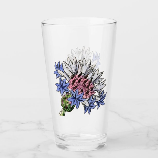 Blue Thistle Flower Glass Tumbler