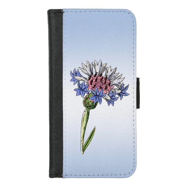 Blue Thistle Flower iPhone 8/7 Wallet Case