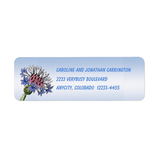 Blue Thistle Flower Return Address Labels