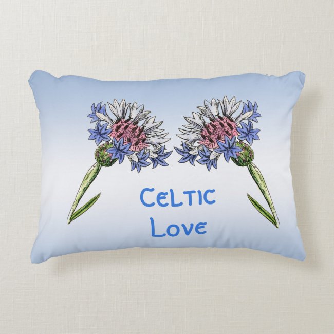 Blue Thistle Flowers Accent Pillow