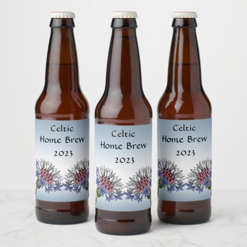Blue Thistle Flowers Beer Label