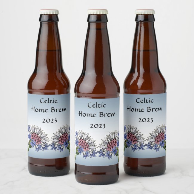 Blue Thistle Flowers Beer Label