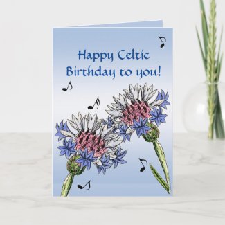 Blue Thistle Flowers Birthday Card