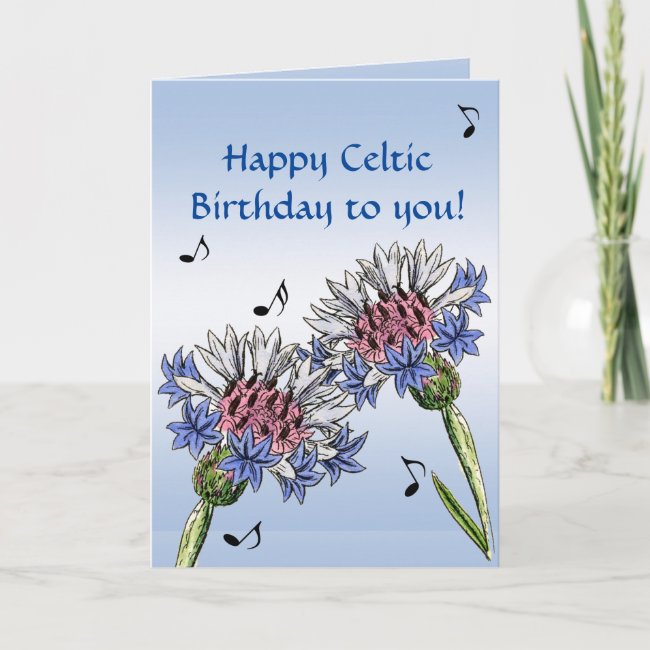 Blue Thistle Flowers Birthday Card