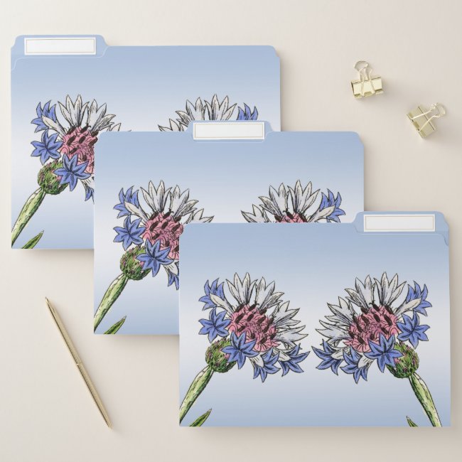 Blue Thistle Flowers File Folders
